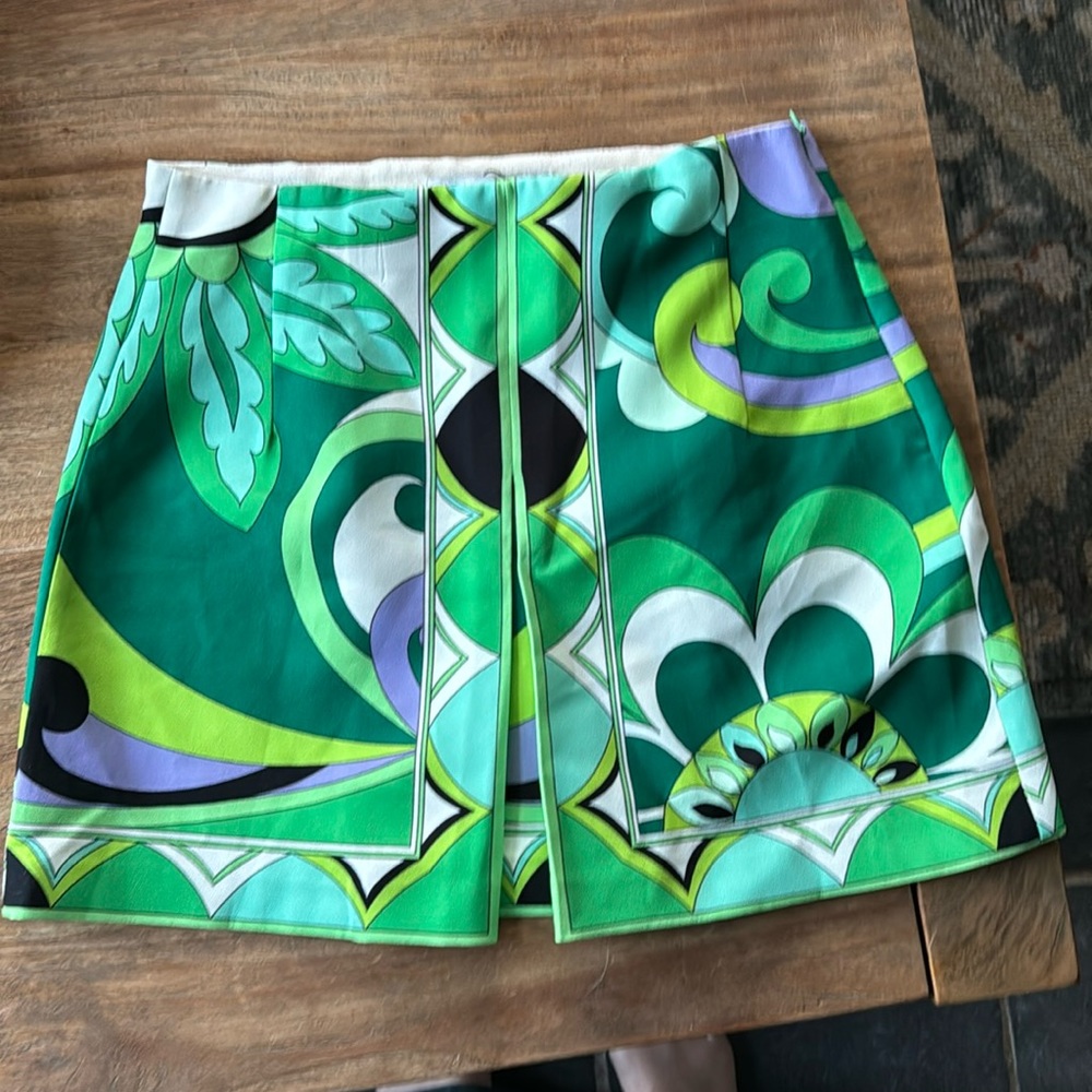 Zara Green Pucci-Inspired Print A-Line Mini Skirt